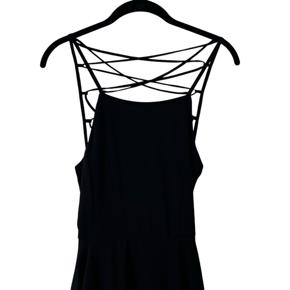 Lulu’s Maxi Gown Prom Homecoming Dress Black Strappy A-line Halter Size M - Picture 3 of 14